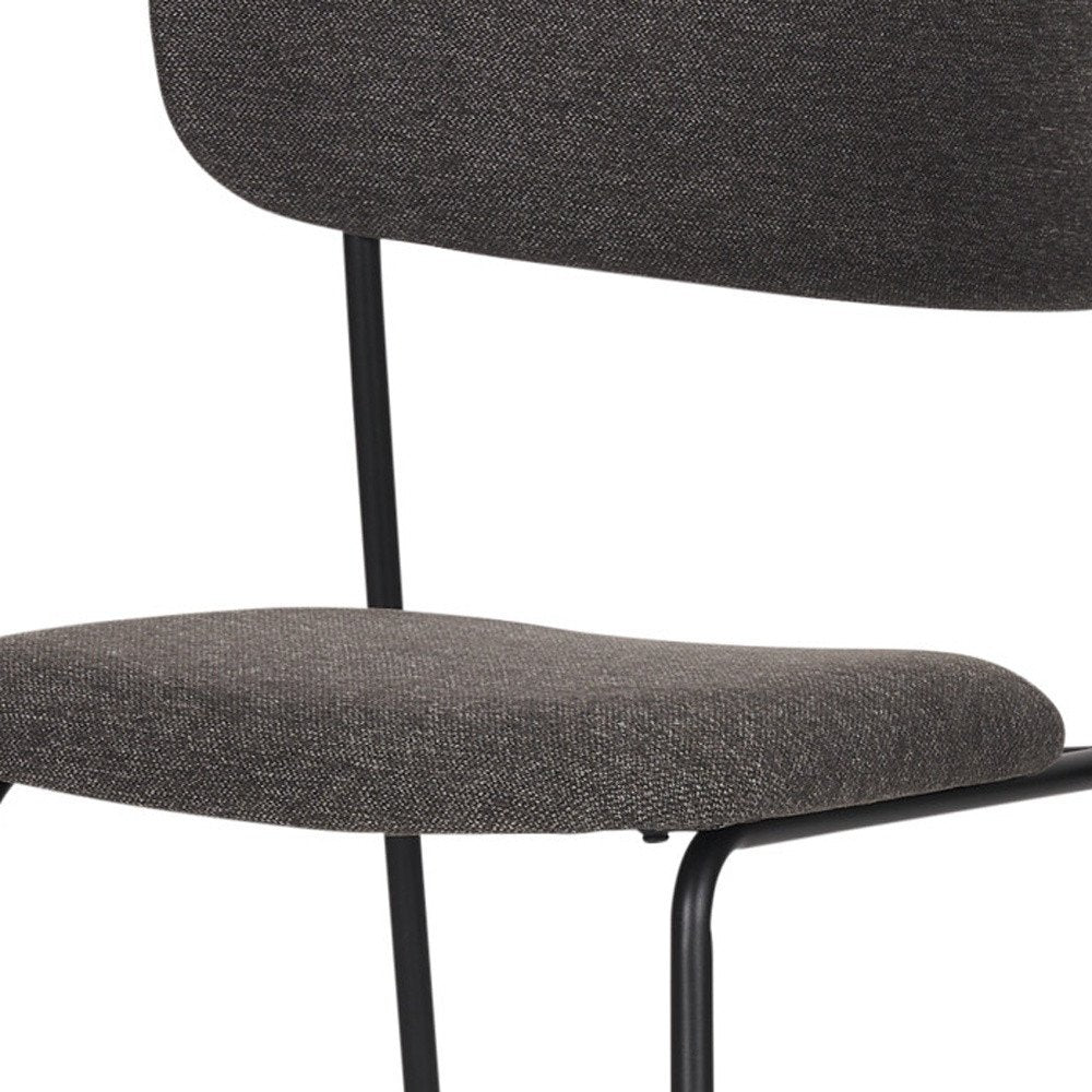 Set of Two Gray and Black Fabric Open Back Dining Side Chairs HomeRoots