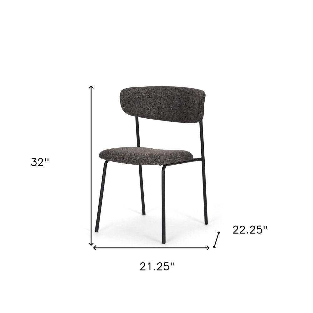 Set of Two Gray and Black Fabric Open Back Dining Side Chairs HomeRoots