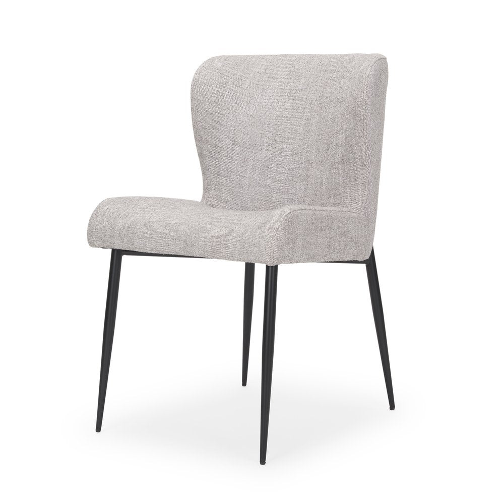 Gray and Black Upholstered Fabric And Metal Wing Back Dining Side Chair HomeRoots