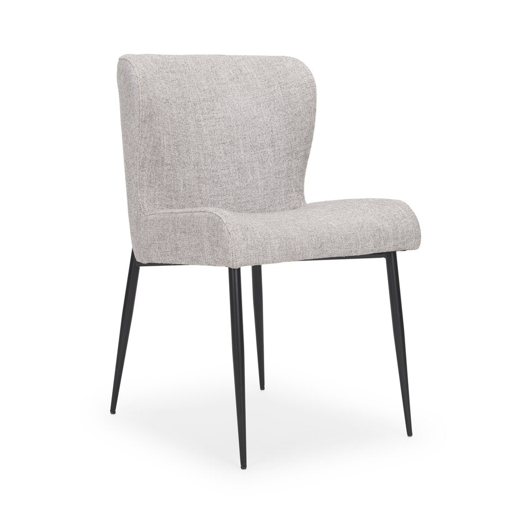 Gray and Black Upholstered Fabric And Metal Wing Back Dining Side Chair HomeRoots