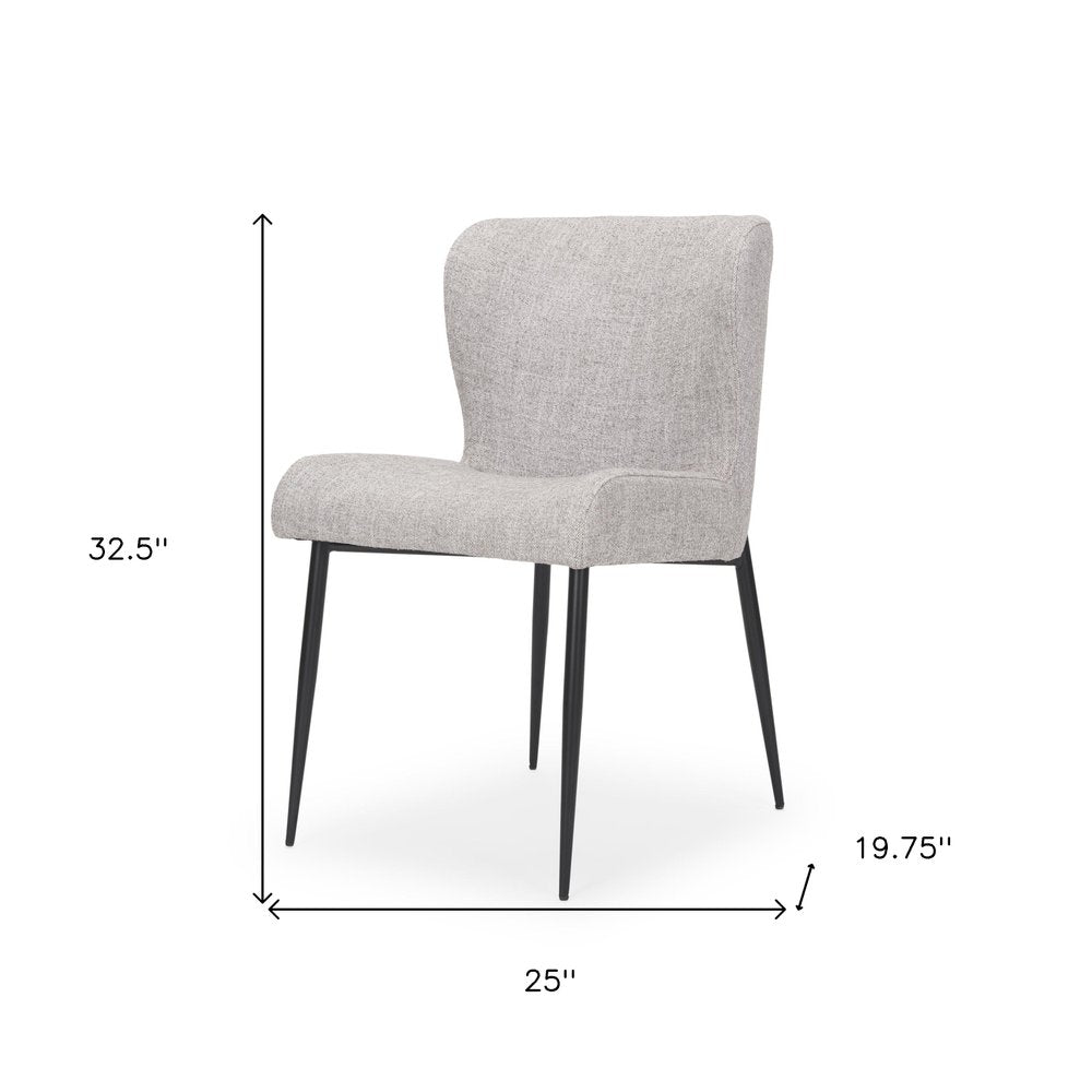 Gray and Black Upholstered Fabric And Metal Wing Back Dining Side Chair HomeRoots