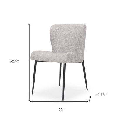 Gray and Black Upholstered Fabric And Metal Wing Back Dining Side Chair HomeRoots