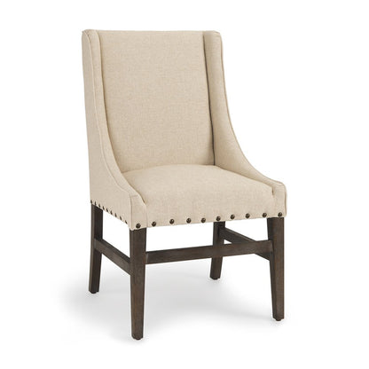 Cream and Brown Upholstered Linen And Solid Wood Dining Side Chair HomeRoots