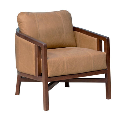 32" Brown Genuine Leather Arm Chair HomeRoots