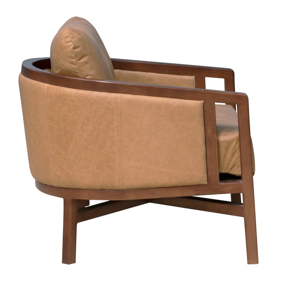 32" Brown Genuine Leather Arm Chair HomeRoots
