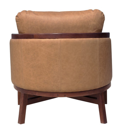 32" Brown Genuine Leather Arm Chair HomeRoots