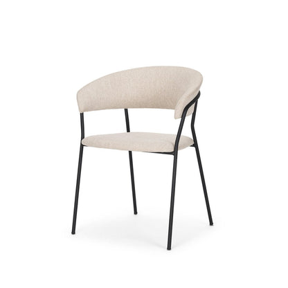 Set of Two Beige and Black Fabric Open Back Dining Arm Chairs HomeRoots