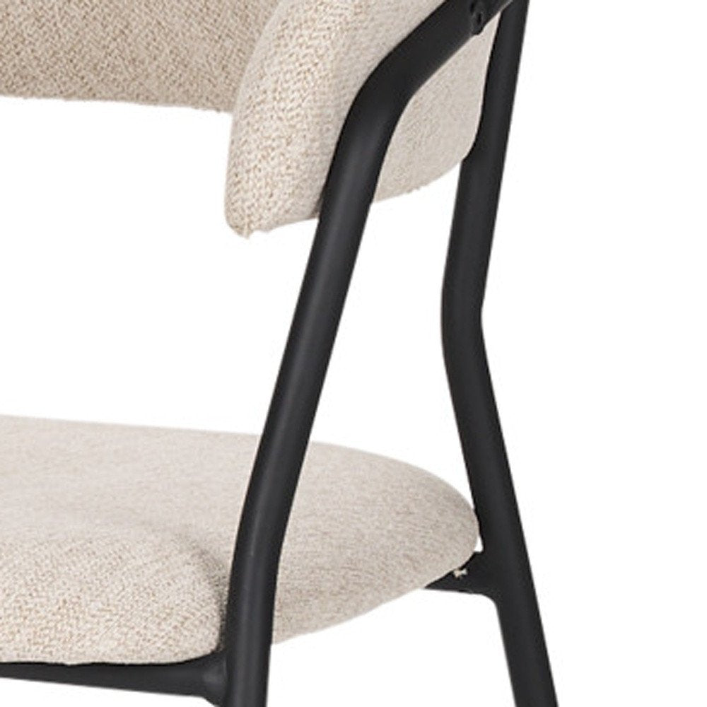 Set of Two Beige and Black Fabric Open Back Dining Arm Chairs HomeRoots