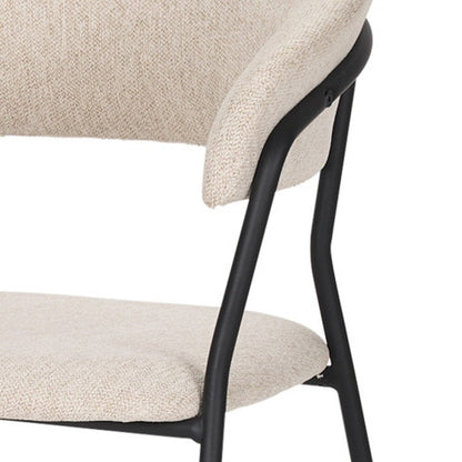 Set of Two Beige and Black Fabric Open Back Dining Arm Chairs HomeRoots