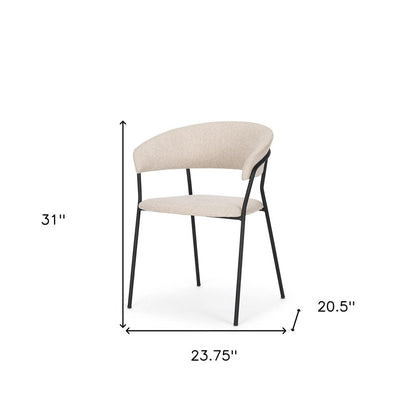 Set of Two Beige and Black Fabric Open Back Dining Arm Chairs HomeRoots