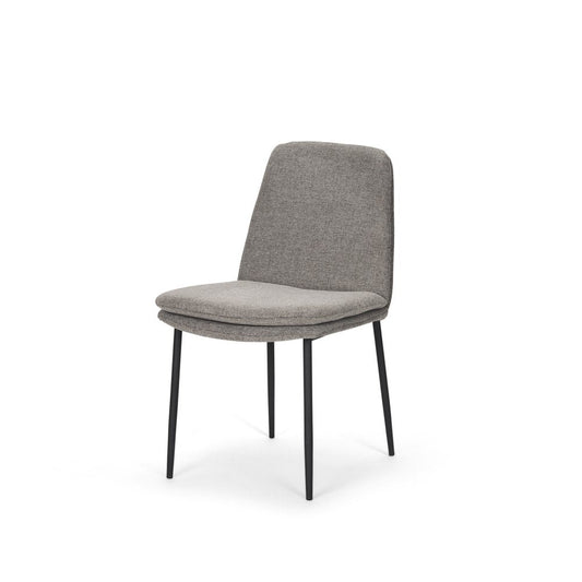 Set of Two Gray and Black Fabric Dining Side Chairs HomeRoots