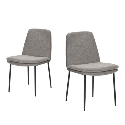 Set of Two Gray and Black Fabric Dining Side Chairs HomeRoots