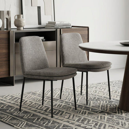 Set of Two Gray and Black Fabric Dining Side Chairs HomeRoots