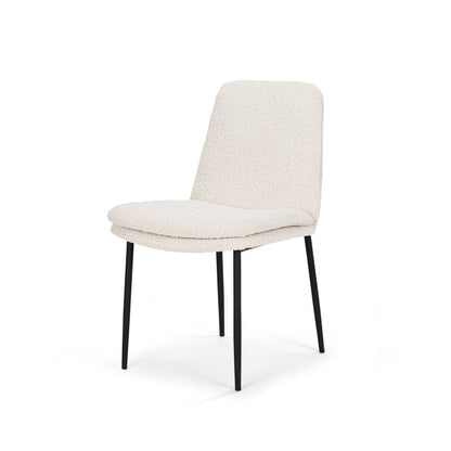 Set of Two Cream and Black Boucle Dining Side Chairs HomeRoots
