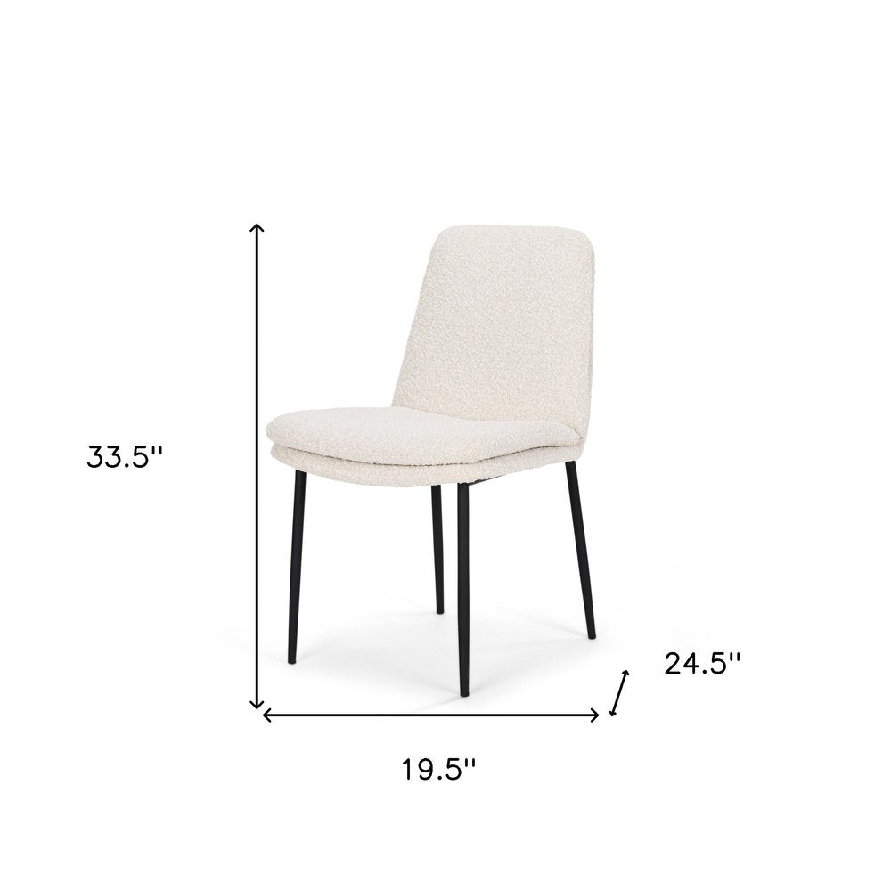 Set of Two Cream and Black Boucle Dining Side Chairs HomeRoots