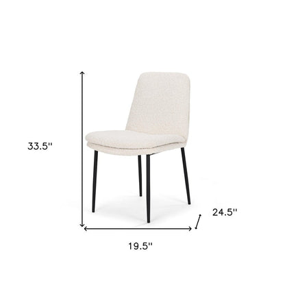 Set of Two Cream and Black Boucle Dining Side Chairs HomeRoots