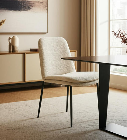 Set of Two Cream and Black Boucle Dining Side Chairs HomeRoots