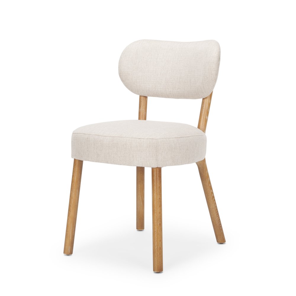Set of Two Beige and Brown Fabric Open Back Dining Side Chairs — view 1