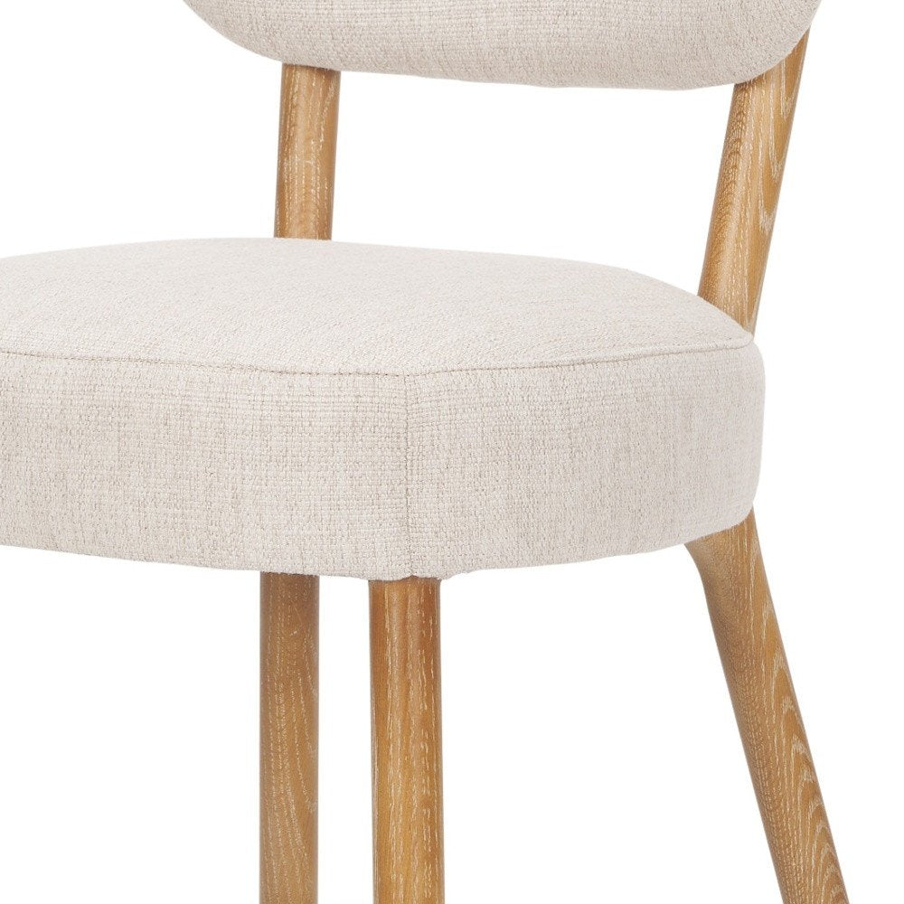 Set of Two Beige and Brown Fabric Open Back Dining Side Chairs — view 2