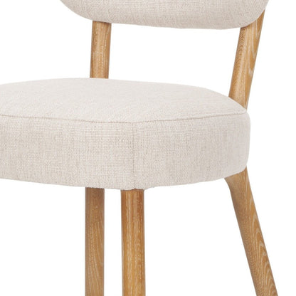 Set of Two Beige and Brown Fabric Open Back Dining Side Chairs