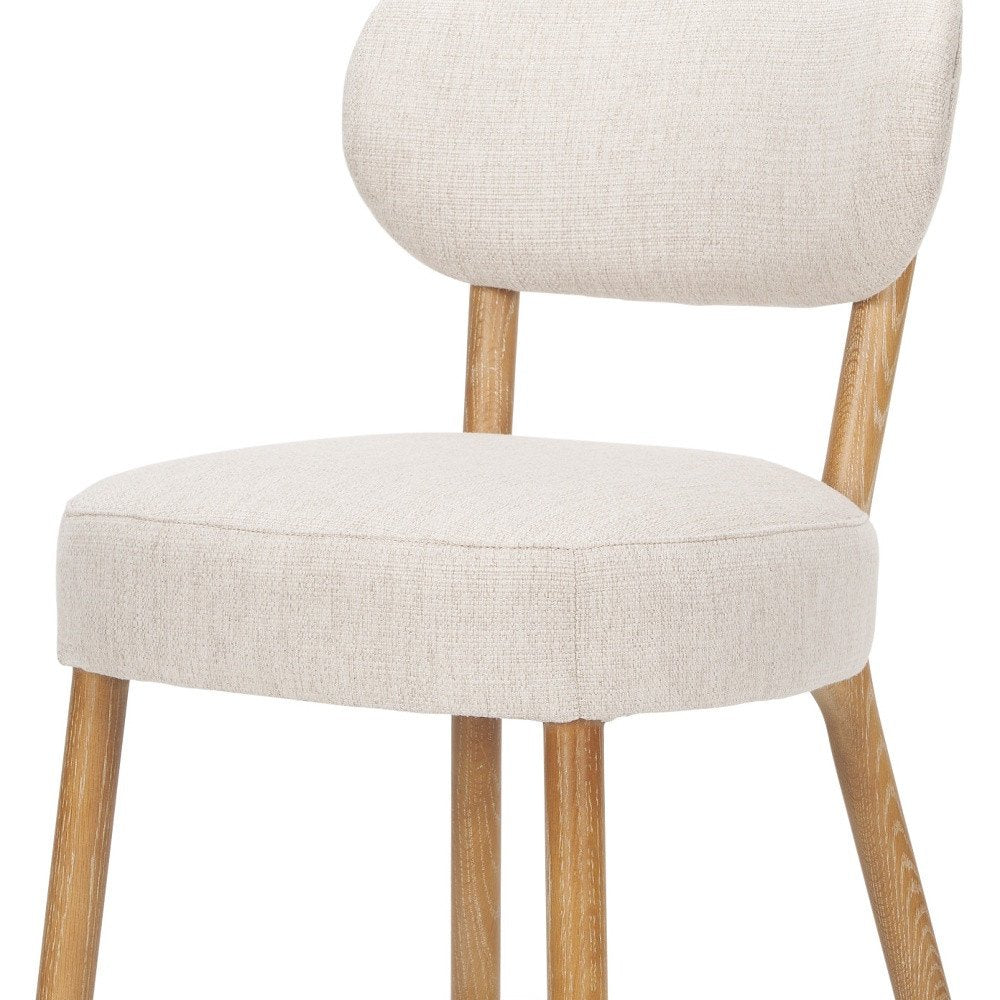 Set of Two Beige and Brown Fabric Open Back Dining Side Chairs — view 3