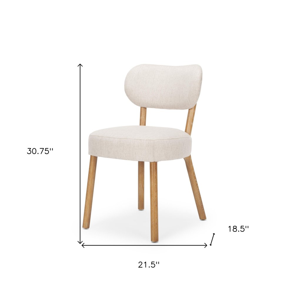 Set of Two Beige and Brown Fabric Open Back Dining Side Chairs — view 4