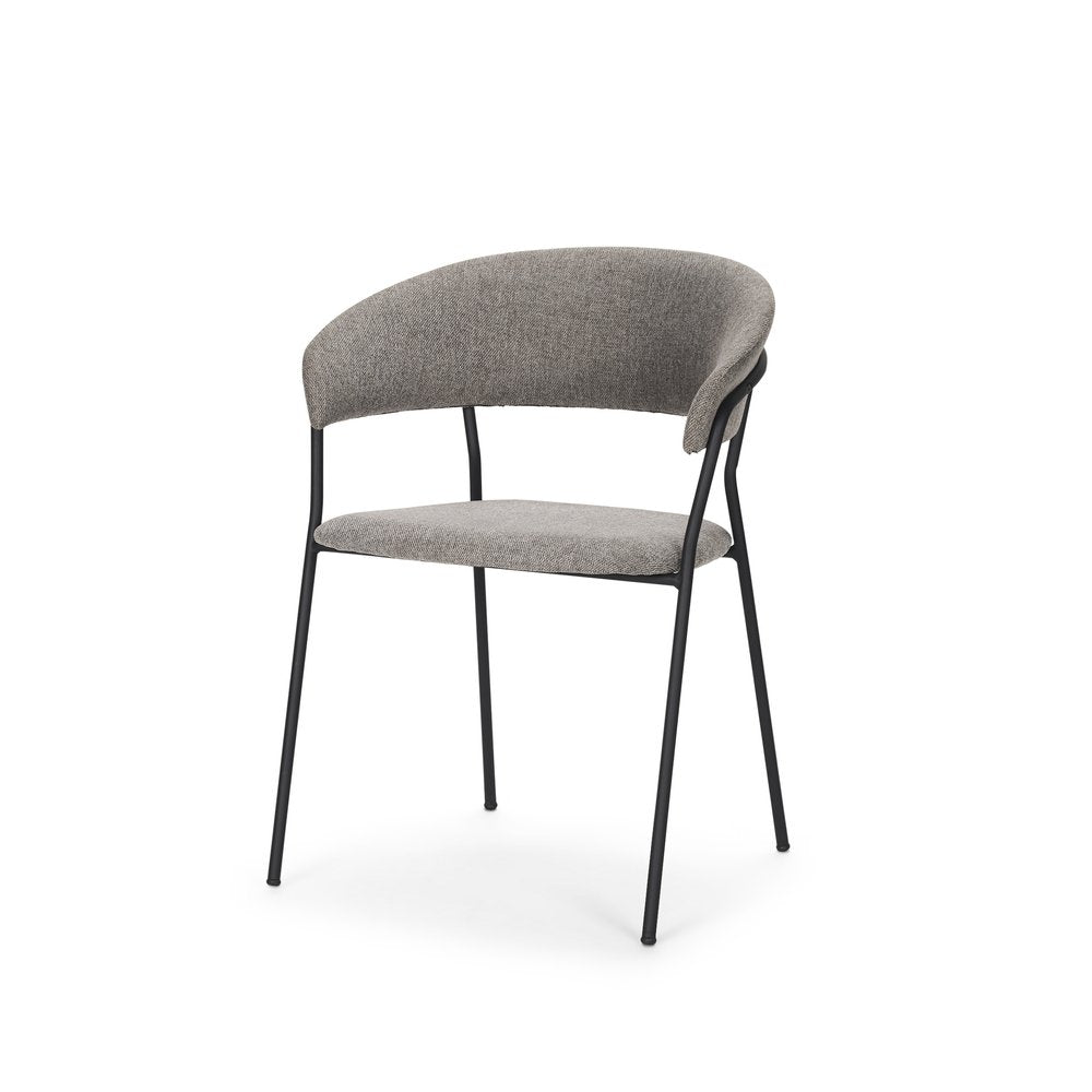 Set of Two Gray and Black Fabric Open Back Dining Arm Chairs — view 1