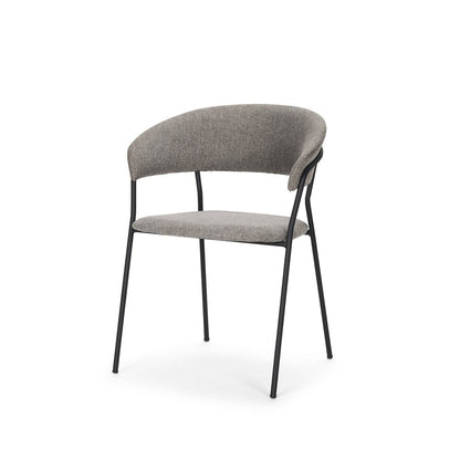 Set of Two Gray and Black Fabric Open Back Dining Arm Chairs