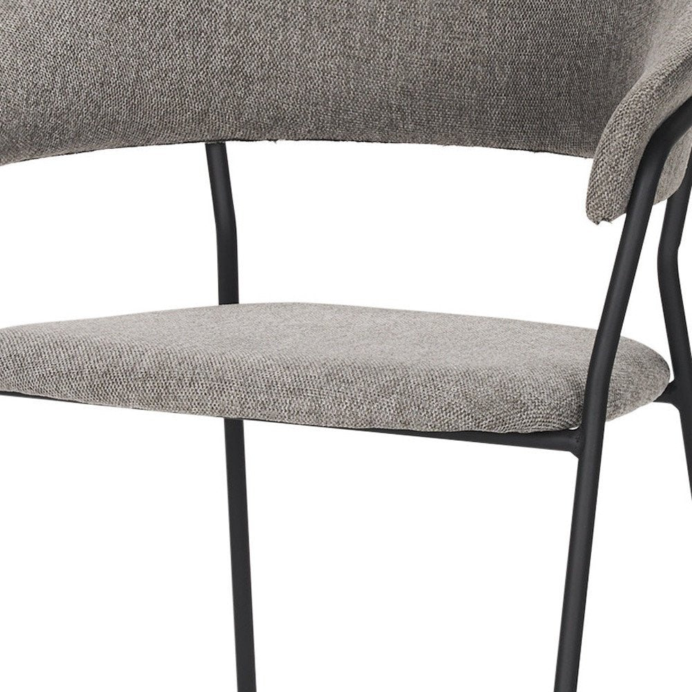 Set of Two Gray and Black Fabric Open Back Dining Arm Chairs — view 2