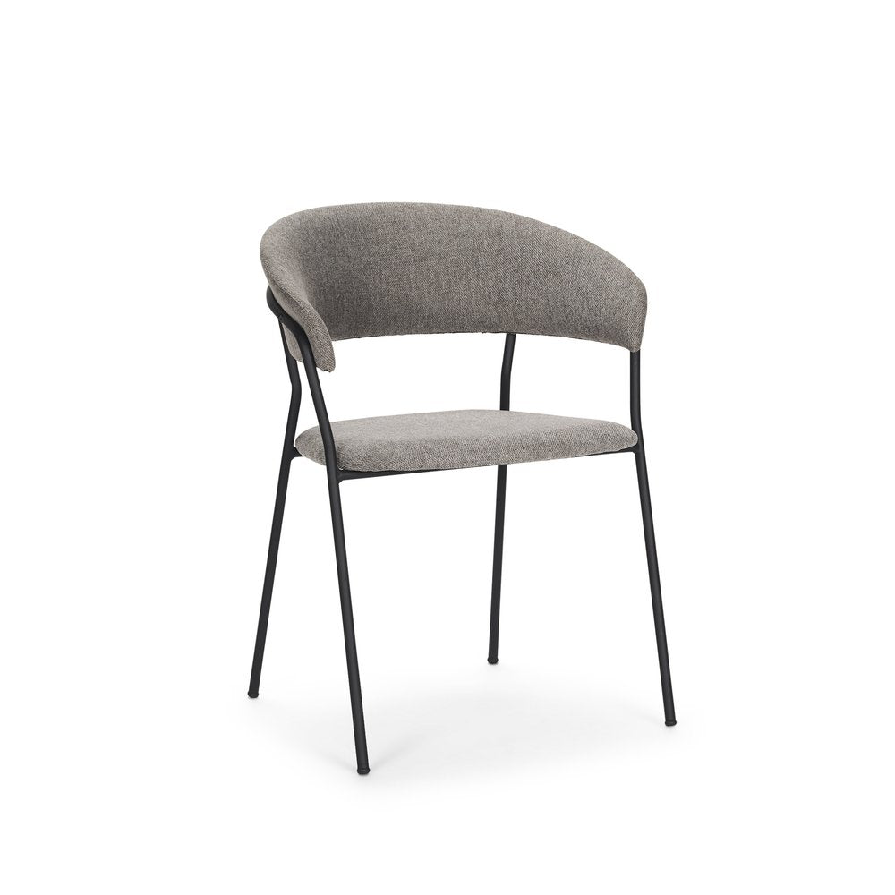 Set of Two Gray and Black Fabric Open Back Dining Arm Chairs — view 3