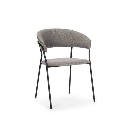 Set of Two Gray and Black Fabric Open Back Dining Arm Chairs