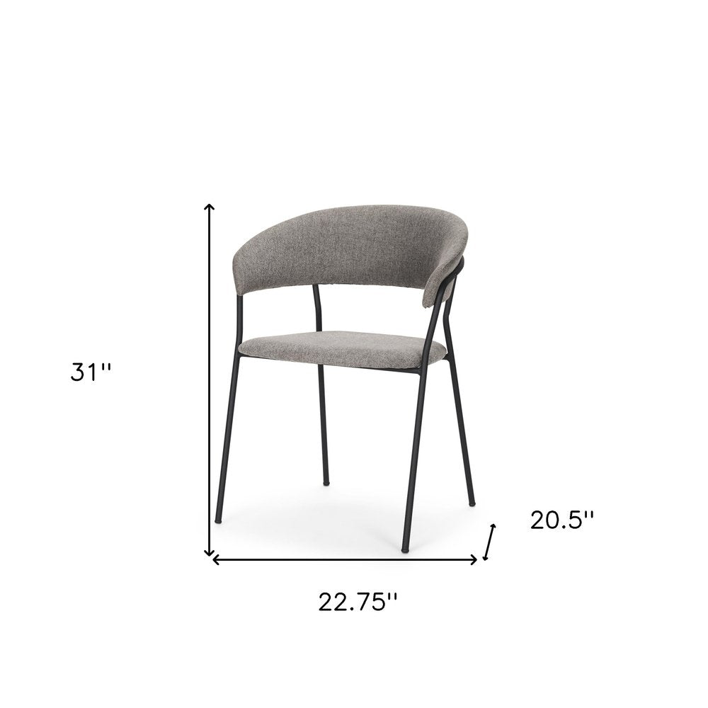 Set of Two Gray and Black Fabric Open Back Dining Arm Chairs — view 4
