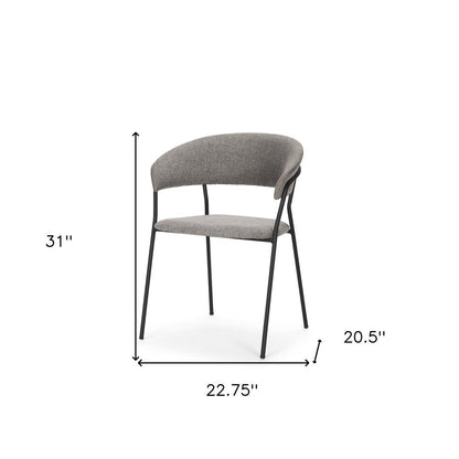 Set of Two Gray and Black Fabric Open Back Dining Arm Chairs