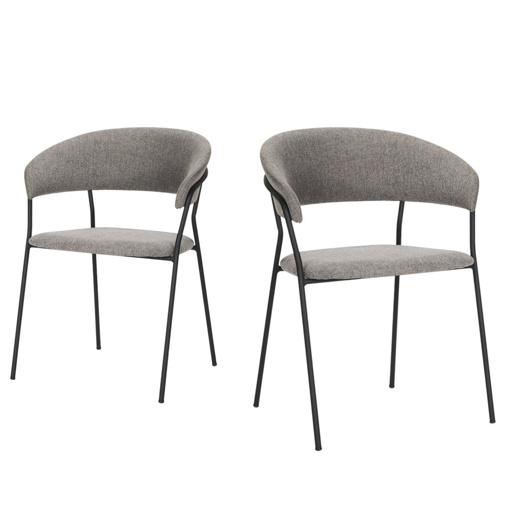 Set of Two Gray and Black Fabric Open Back Dining Arm Chairs — view 6