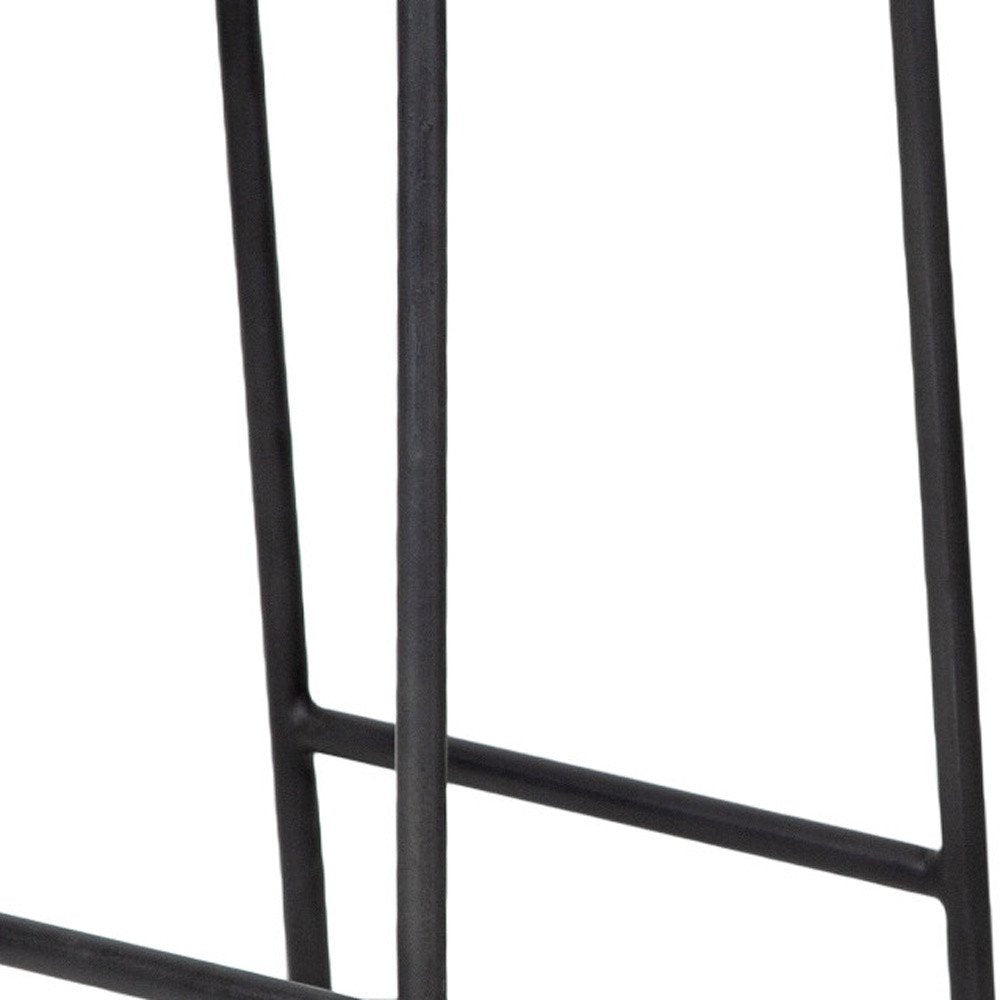 30" Black Solid Wood And Metal Backless Bar Height Bar Chair HomeRoots