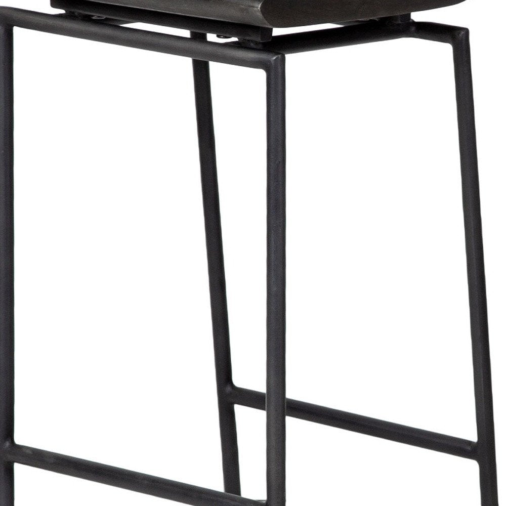 30" Black Solid Wood And Metal Backless Bar Height Bar Chair HomeRoots