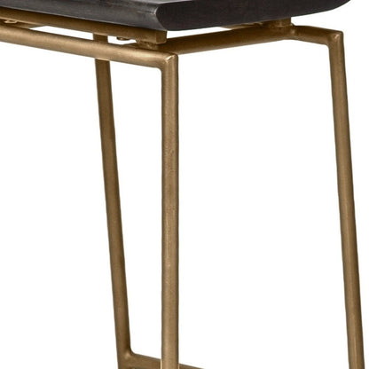 30" Black And Gold Solid Wood And Metal Backless Bar Height Bar Chair HomeRoots