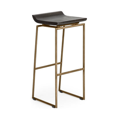 30" Black And Gold Solid Wood And Metal Backless Bar Height Bar Chair HomeRoots
