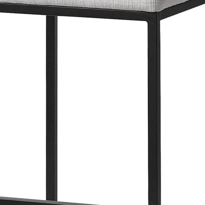 30" White And Black Fabric And Iron Backless Bar Height Bar Chair HomeRoots