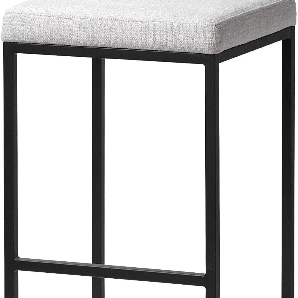 30" White And Black Fabric And Iron Backless Bar Height Bar Chair HomeRoots