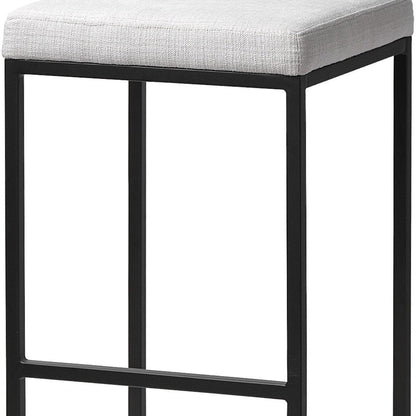 30" White And Black Fabric And Iron Backless Bar Height Bar Chair HomeRoots