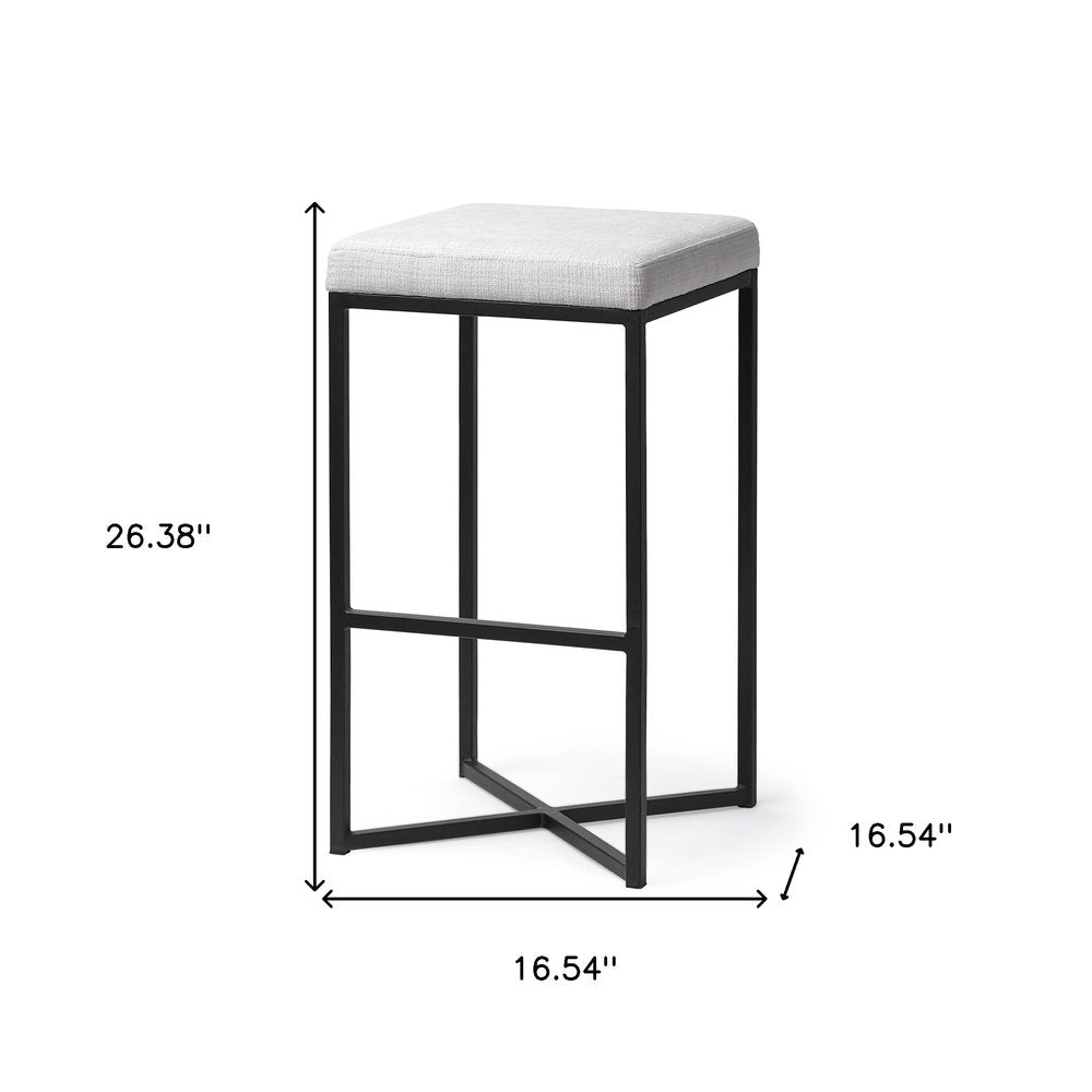 30" White And Black Fabric And Iron Backless Bar Height Bar Chair HomeRoots
