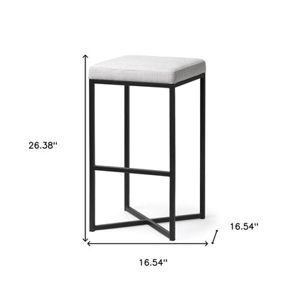 30" White And Black Fabric And Iron Backless Bar Height Bar Chair HomeRoots