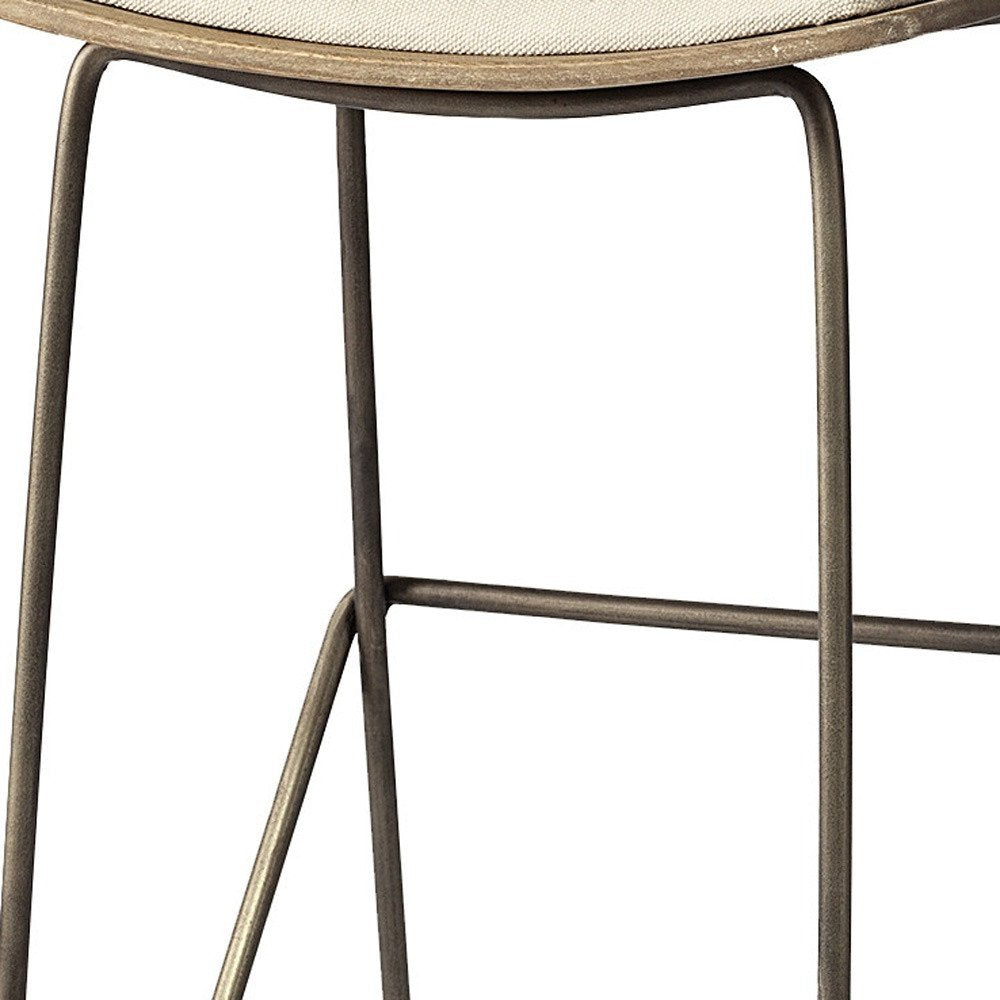 30" Cream And Gold Fabric And Iron Backless Bar Height Bar Chair HomeRoots