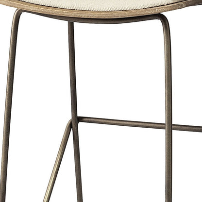 30" Cream And Gold Fabric And Iron Backless Bar Height Bar Chair HomeRoots