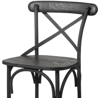 26" Black Solid Wood And Iron Counter Height Bar Chair HomeRoots