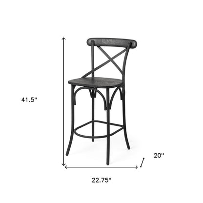 26" Black Solid Wood And Iron Counter Height Bar Chair HomeRoots