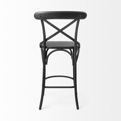 26" Black Solid Wood And Iron Counter Height Bar Chair HomeRoots