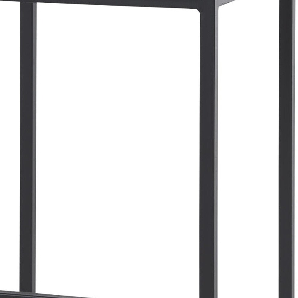 30" Gray And Black Fabric And Iron Backless Bar Height Bar Chair HomeRoots