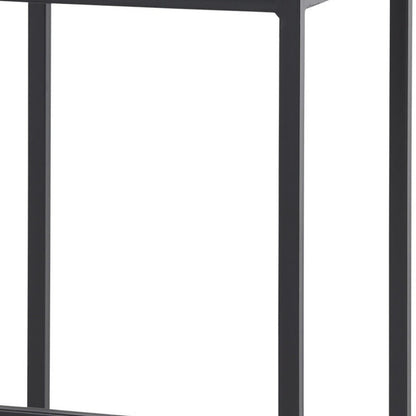 30" Gray And Black Fabric And Iron Backless Bar Height Bar Chair HomeRoots
